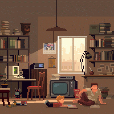 GARN - #pixelart #gif autor: Gustavo Viselner, Days with Dad: Art Book