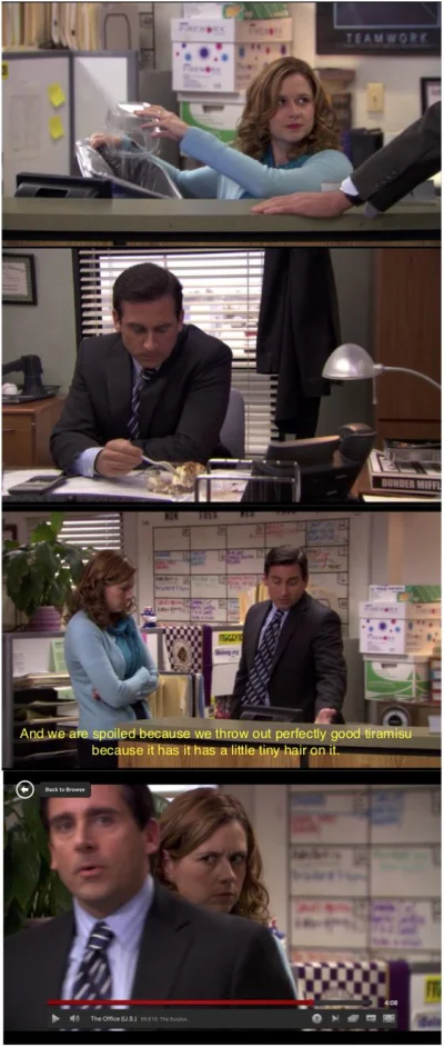 mala_kropka - @smierdakow: w 10 odcinku 5 sezonu Pam ma focha na Jima i wyrzuca tiram...