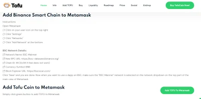 tigerek82 - Instrukcja dodania tokena do metamask jest na https://tofucoin.site