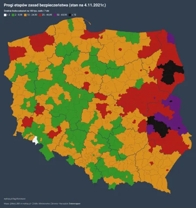 Matt_888 - SYTUACJA PANDEMICZNA W POLSCE W PODZIALE NA POWIATY
wg progów etapów zasa...