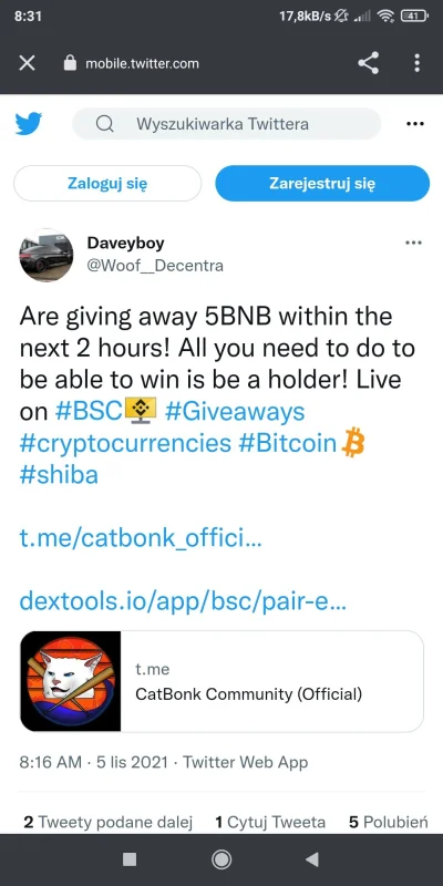 drippinsauce - #catbonk #kryptowaluty

Konkurs na 5bnb: https://twitter.com/Woof__Dec...