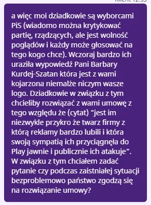 michalxd21 - Dobra z ciekawości napisałem do Play taką wiadomość. Kurdej-Szatan jest ...