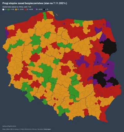 Matt_888 - SYTUACJA PANDEMICZNA W POLSCE W PODZIALE NA POWIATY
wg progów etapów zasa...