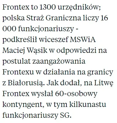 IdillaMZ - Frontex wysłał na Litwę 60 ludzi XXD Zaiste, taka skala znacząco by wzmocn...