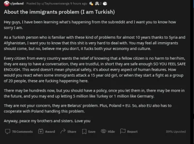 hawat - Nawet Turcy - którzy są kulturowo bliżej do "migrantów" niż my odradzają "nam...