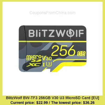 n____S - BlitzWolf BW-TF3 256GB V30 U3 MicroSD Card [EU]
Cena: $22.99 (najniższa w h...