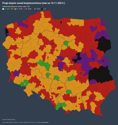 Matt_888 - SYTUACJA PANDEMICZNA W POLSCE W PODZIALE NA POWIATY
wg progów etapów zasa...