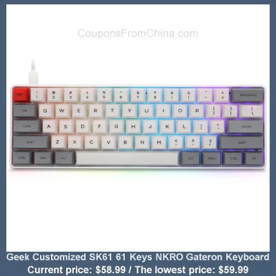 n____S - Geek Customized SK61 61 Keys NKRO Gateron Keyboard
Cena: $58.99 (najniższa ...