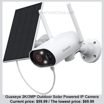 n____S - Guaseye 2K/3MP Outdoor Solar Powered IP Camera
Cena: $59.99 (najniższa w hi...