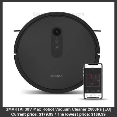 n____S - SMARTAI 30V Max Robot Vacuum Cleaner 2600Pa [EU]
Cena: $179.99 (najniższa w...