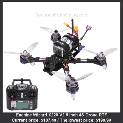 n____S - Eachine Wizard X220 V2 5 Inch 4S Drone RTF
Cena: $187.49 (najniższa w histo...