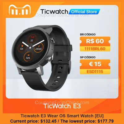 n____S - Ticwatch E3 Wear OS Smart Watch [EU]
Cena: $132.45 (najniższa w historii: $...