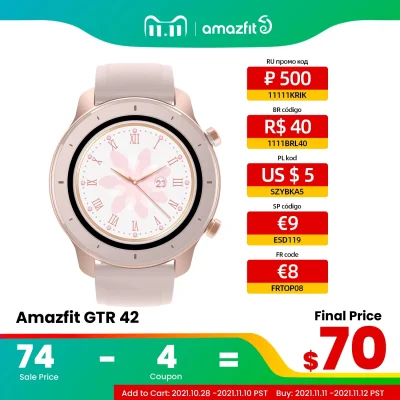 duxrm - Amazfit GTR 42mm Smart Watch
Cena z VAT: 61,99 $
Link ---> Na moim FB. Adre...