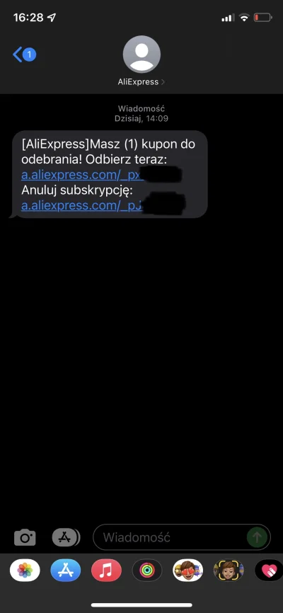 LipaStraszna - Czy AliExpress wysyła takie SMS-y? Kupiłem 2 tyg. temu kilka przedmiot...