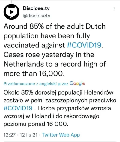 Pawcio_Racoon - Holandia 85% zaszczepionych i ponad 16 tys zakażeń. Rząd myśli nad lo...