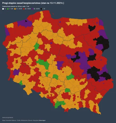 Matt_888 - SYTUACJA PANDEMICZNA W POLSCE W PODZIALE NA POWIATY
wg progów etapów zasa...