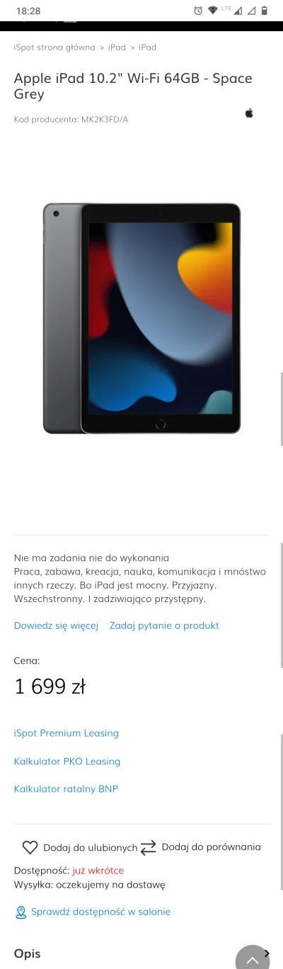 janusz-lece - chciałem sobie kupić #ipad #apple 10.2" Wi-Fi 64GB - Space Grey, ale ni...