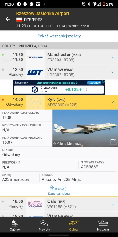 paulfranco - Planowany odlot An-225 o 14:00 z Jasionki odwołany?
#rzeszow #samloty #l...