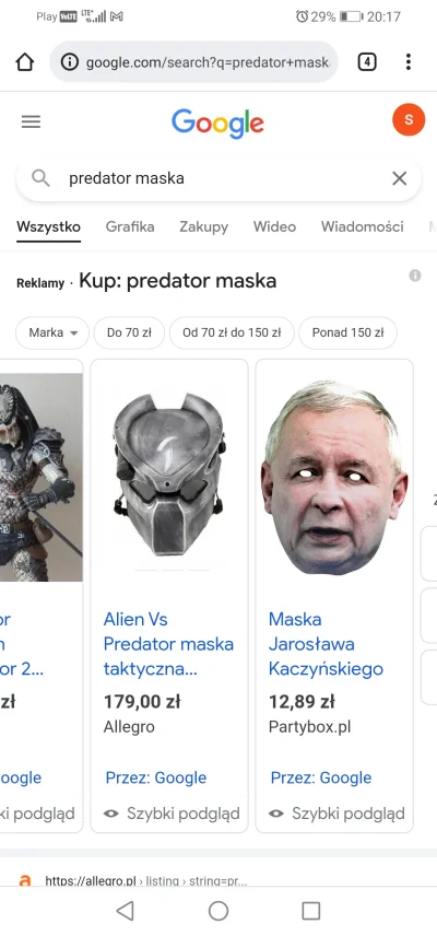 sidor - Jak wpiszesz w Google predator maska to w sugerowanych wyskakuje maska Jarosł...