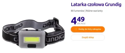 IP247365 - Latarka czołowa Grundiga z Action za 4,50 zł. Na trzy małe paluszki.

#l...