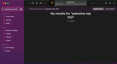 p.....a - Jabłko powiedz mi jakie są najpopularniejsze piosenki w Palestynie? 

App...