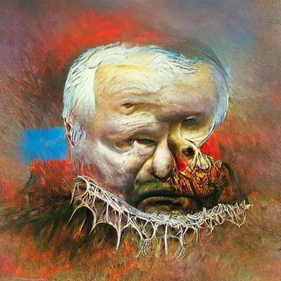 ff_91 - „Jarosław Kaczyński kocha Polskę”, technika emulsyjna, 2021.