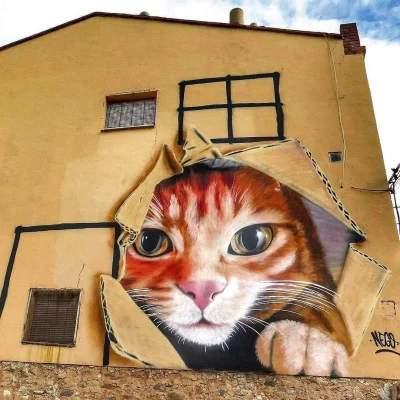 Castellano - Street art by Nego in Torrellas, Zaragoza, Spain, 2017
#sztuka #koty #m...
