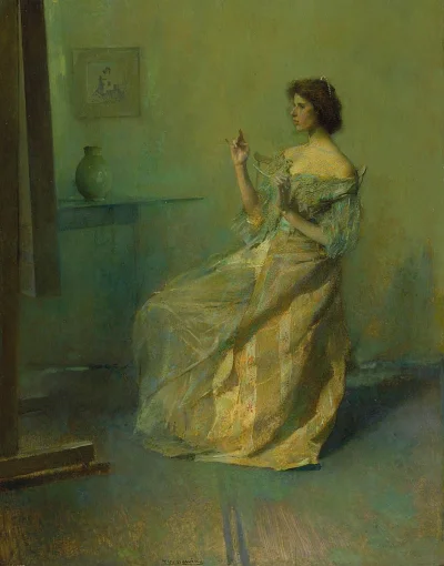 GARN - #sztuka #art #malarstwo autor: Thomas Wilmer Dewing, The Necklace - ca. (1907)...