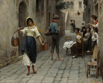 GARN - #sztuka #art #malarstwo autor: Eugene de Blaas (1843-1931) Catch of the Day, o...