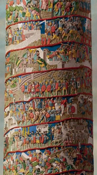 Arrado - Tak wyglądała kolumna Trajana na początku, pokolorowana na jaskrawe kolory, ...