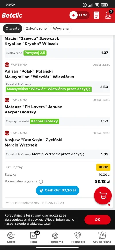 piwoholik - #betclic #famemma wypłacać? 2 dyszki do przodu xD