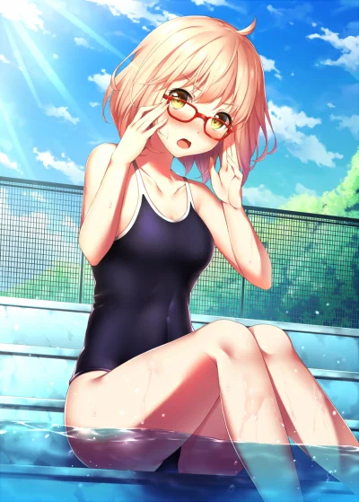 l.....f - #randomanimeshit #kyoukainokanata #miraikuriyama #swimsuit #meganekko #anim...