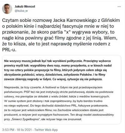 Zoodiak - @czeskiNetoperek: Przecież niedawno był płacz, że PiS nie kontroluje kina. ...