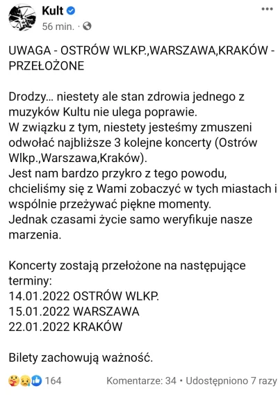 moby22 - No to sobie poszliśmy na Kult (╥﹏╥)

Koncerty w #krakow, #Warszawa i #ostrow...