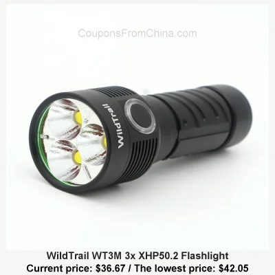 n____S - WildTrail WT3M 3x XHP50.2 Flashlight
Cena: $36.67 (najniższa w historii: $4...