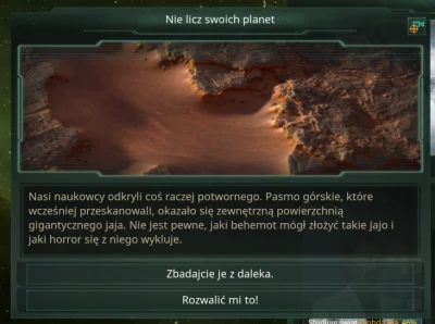 jediwolf - #stellaris
Mieliście taki event z anomalii? Nie wiem co wybrać, pierwszy ...