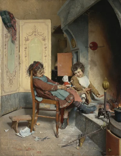 Hoverion - Gaetano Chierici 1838-1920 
Radość dzieciństwa, 1878, olej na płótnie, 52...
