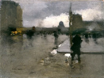 Hoverion - Luigi Loir 1845-1916 
Bulwar w Paryżu w deszczowy dzień, Panteon w tle, o...