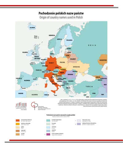 Lifelike - Na mapie Europy widoczne są tylko dwie nazwy krajów, które etymologicznie ...