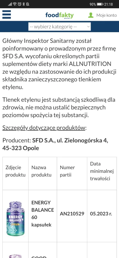 grzysztof - Gratulacje @sfd.pl wlasnie dzwonili do mnie z sanepidu, że wasze suplemen...