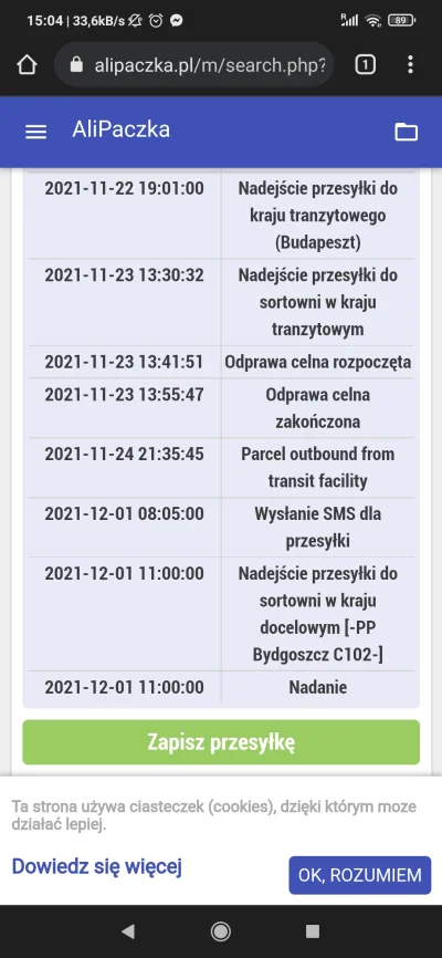 dete-hart - @maxxuell: U mnie się zmieniło. Paczka jest jakieś 50 km od miejsca zamie...