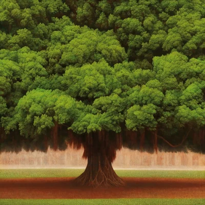 Lifelike - Big Banyan Tree, Tzu-chi Yeh
tempera i olej na lnie, 2013-14, 152.5 x 152...