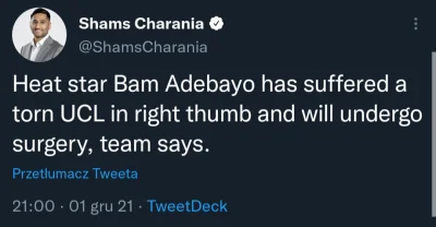 piotr-zbies - Bam Adebayo wypada z gry na 3 do 4 miesięcy z powodu zerwanego więzadła...