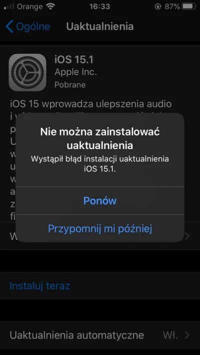 mordzia - Mireczki, podczas próby aktualizacji do iOS 15.1 wywala mi ciągle taki błąd...