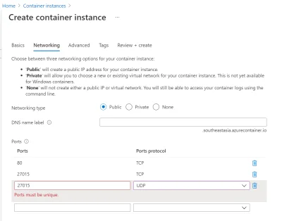 Caishen - Chciałem stworzyć Azure Container Instance ale CSGO potrzebuje otwartego po...