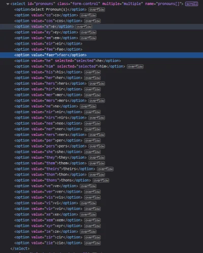 Kresse - Gdy programujesz stronę do edycji profilu i płacą ci od liczby zaimków do wy...