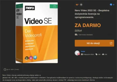 StaryWedrowiec - Nero Video 2022 SE - Bezpłatna dożywotnia licencja na oprogramowanie...