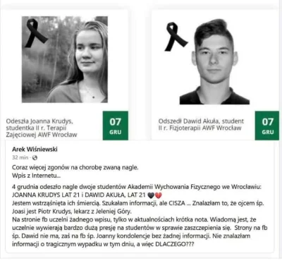 markee - @Koner1391 a może przeczytali o studentach z AWF Wrocław, którzy zmarli nagl...