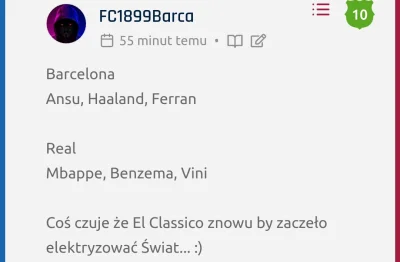 Milanello - A prędzej będzie tak:
Real: Vini, Benzema, Mbappe (ławka: Haaland, Ferran...