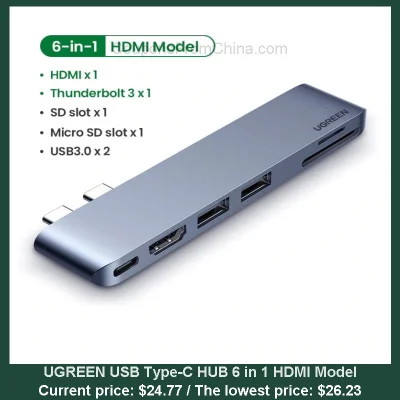 n____S - UGREEN USB Type-C HUB 6 in 1 HDMI Model
Cena: $24.77 (najniższa w historii:...